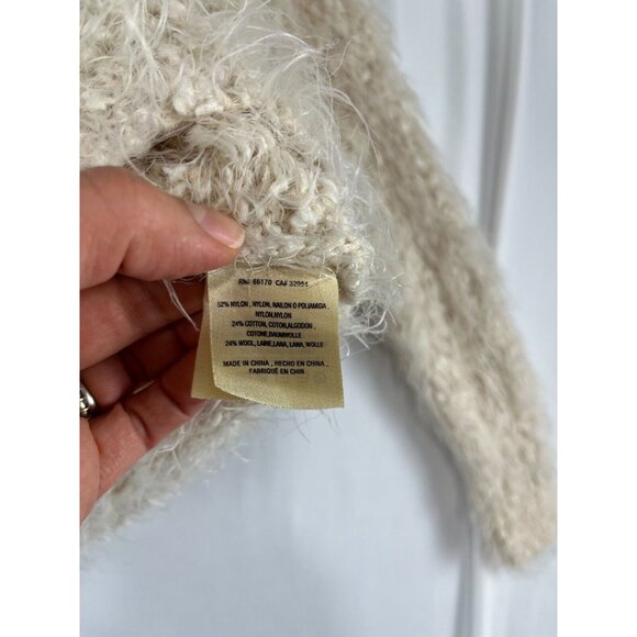 Anthropologie Knitted & Knotted Fuzzy Faux Fur V-Neck Women's Sweater - Picture 7 of 14